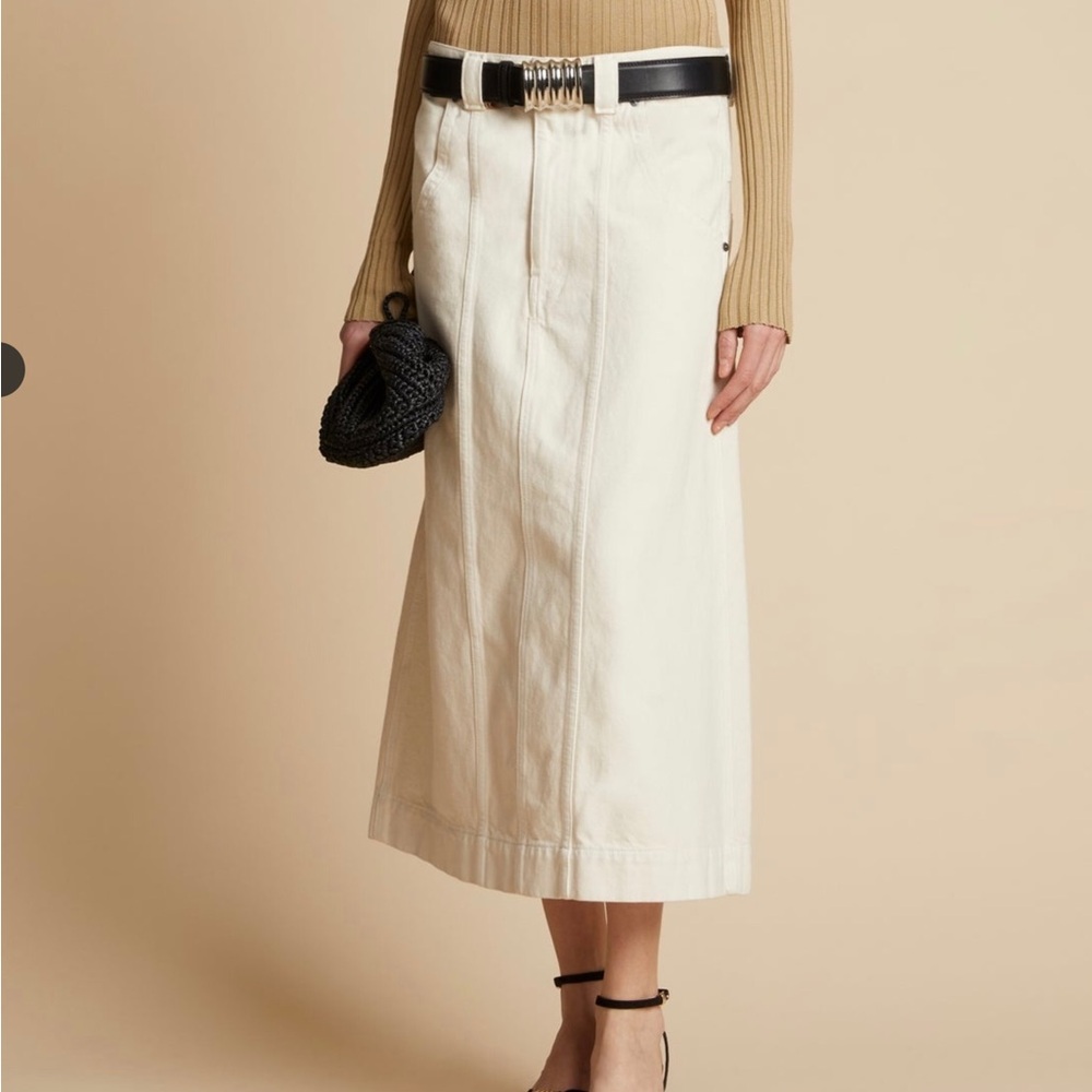 KHAITE Caroline denim midi skirt